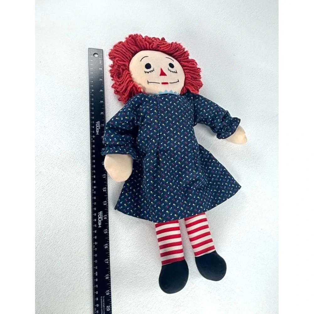 Vtg Raggedy Ann Doll Stuffed Plush Toy Red Hair Blue Dress 80s Collectible 19